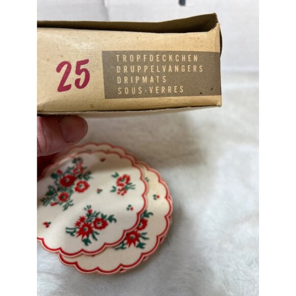 Vintage Sylvia Drip Mats Set Of Floral Pattern Coasters With Box - Picture 5 of 6